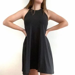 Black high necked flowy soft classic modern dress